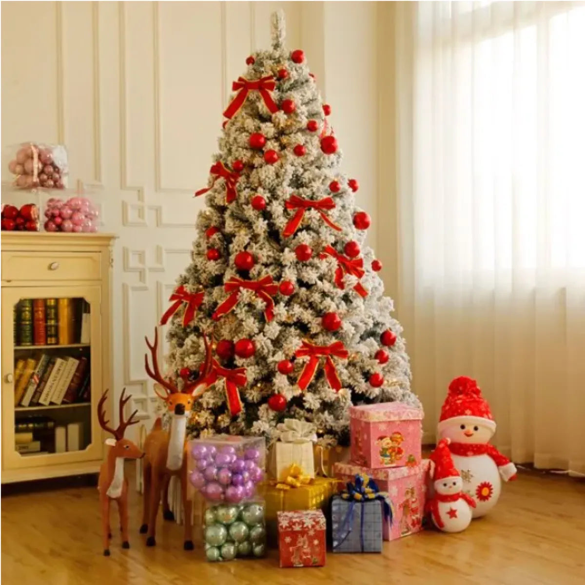 6 Ft Pre-Lit Snow Flocked Artificial Christmas Tree
