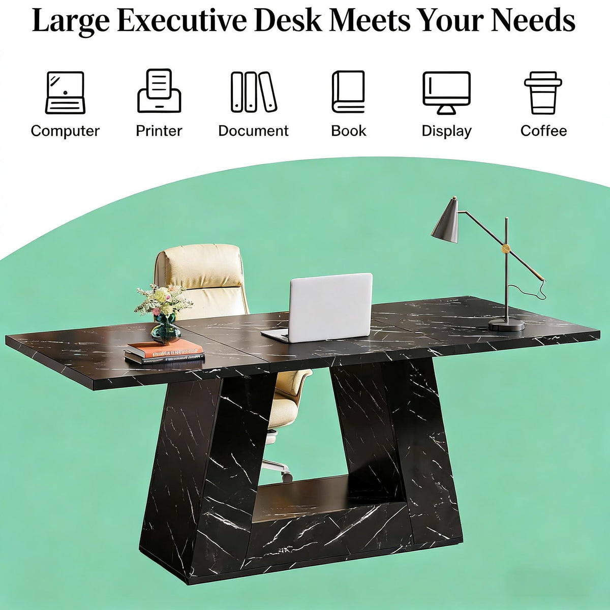 Spacious executive office desk