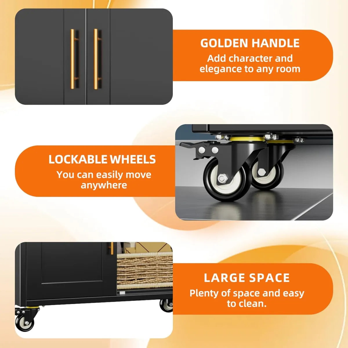 Metal Arched Bookcase with Wheels, Black – Freestanding Storage Cabinet