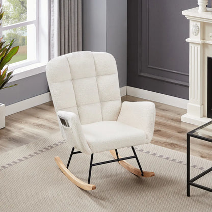 Cream Teddy Fleece Rocking Armchair – view 4