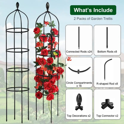 2-Pack Garden Obelisk Trellis for Climbing Plants, Black