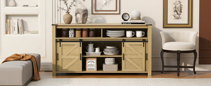 Farmhouse sideboard with barn door, natural