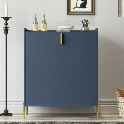 2-Door Wine Bar Cabinet with Wine Rack & Adjustable Storage Shelf