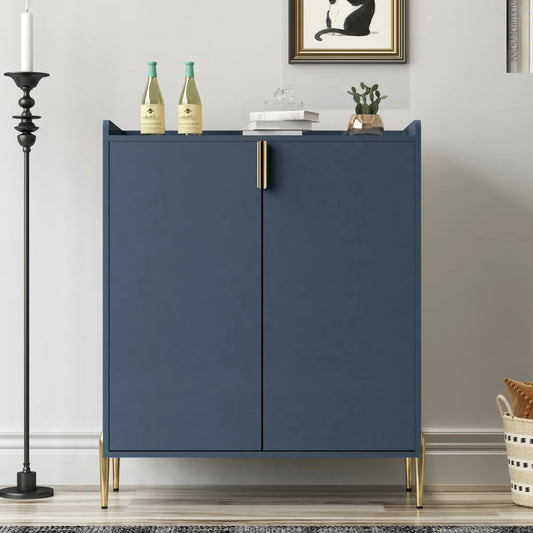 2-Door Wine Bar Cabinet with Wine Rack & Adjustable Storage Shelf
