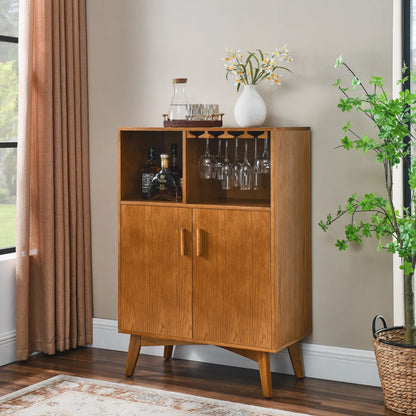 31.5" Rustic Liquor Cabinet with Wine Rack & Glass Holder – view 2
