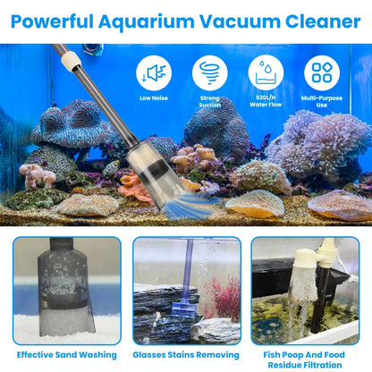 Electric Aquarium Gravel Cleaner Kit – Adjustable Automatic Fish Tank Vacuum