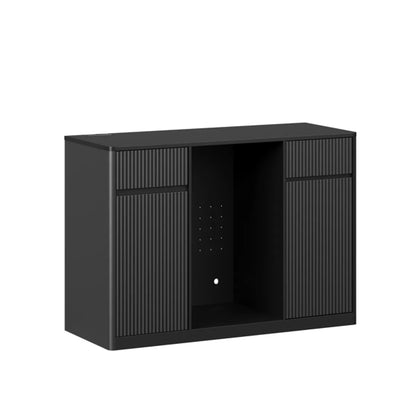 Fluted Buffet Wine Cabinet with Mini Fridge Nook & Charging Station – view 2