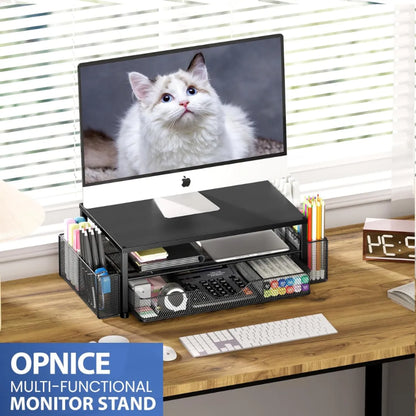 2-Tier Monitor Stand with Desk Organizer – Computer Riser with Storage