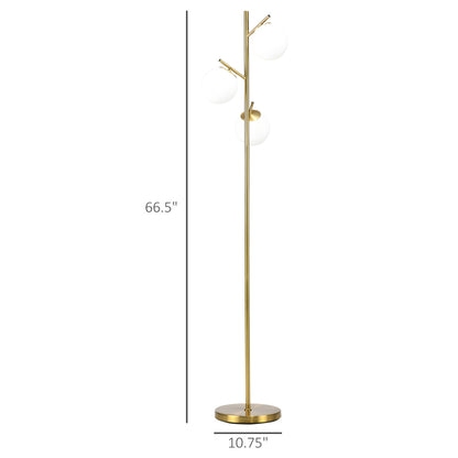 3-Light Tree Floor Lamp - lit in living room