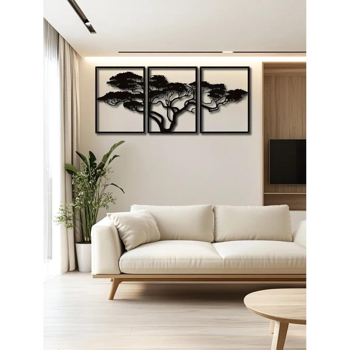 Set of 3 Black Metal Tree of Life Wall Art, Boho Spiritual Decor