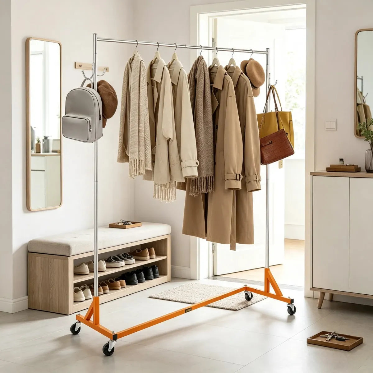 Z-Base Industrial Garment Rack – Heavy Duty Freestanding Clothes Rack
