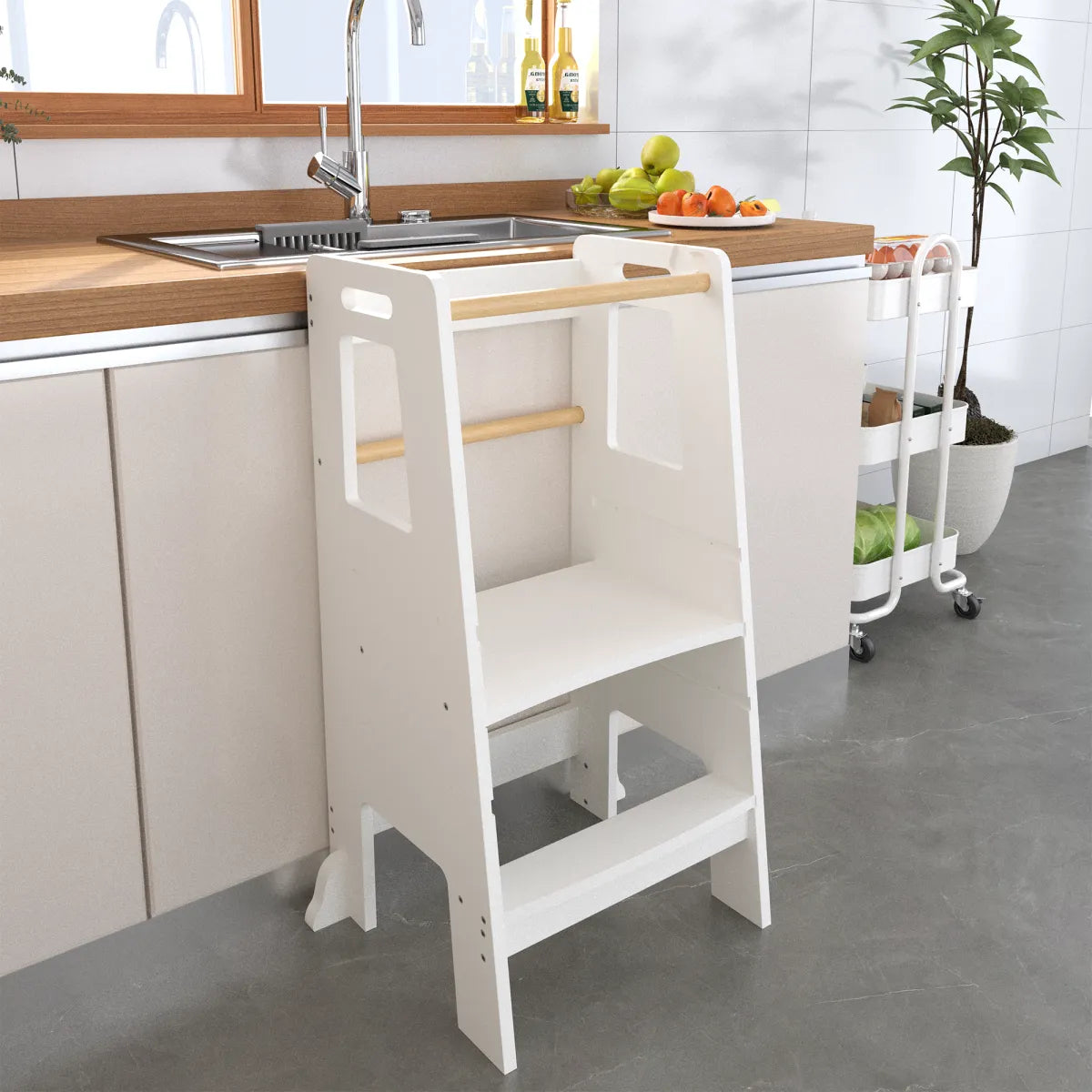 Kids Kitchen Step Stool, Adjustable Height Learning Tower – view 2