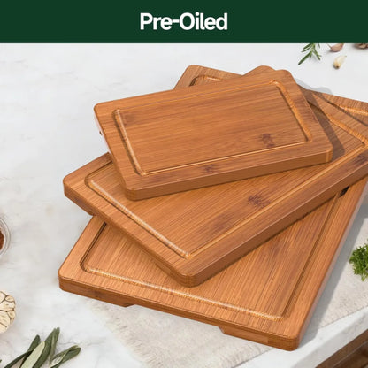 3-Piece Carbonized Bamboo Cutting Board Set – Kitchen Chopping Boards