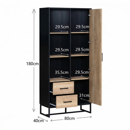 Modern highboard cabinet, wood and black