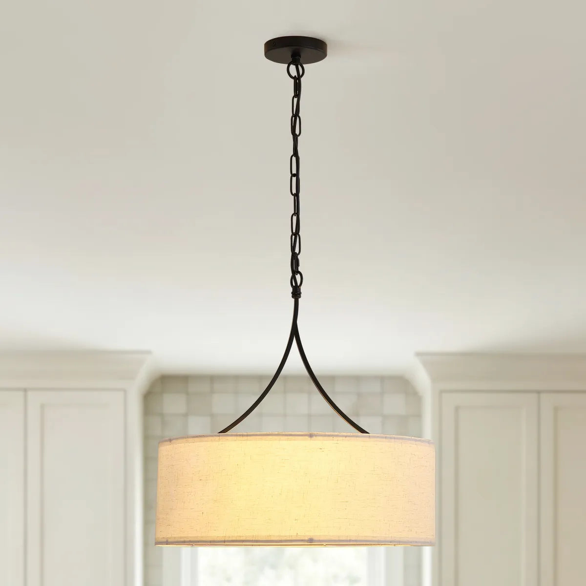 Modern 3-Light Fabric Pendant Light, Black – Adjustable Kitchen Island Lighting