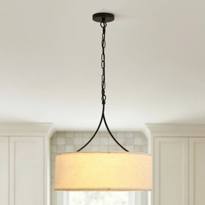 Modern 3-Light Fabric Pendant Light, Black – Adjustable Kitchen Island Lighting