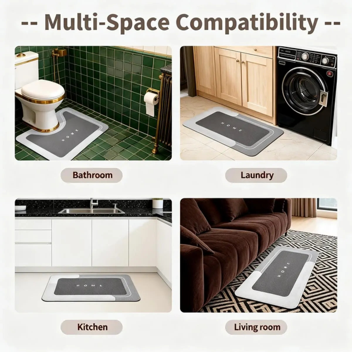 3-Piece Absorbent Bath Mat Set – Quick-Dry Non-Slip Bathroom Rugs