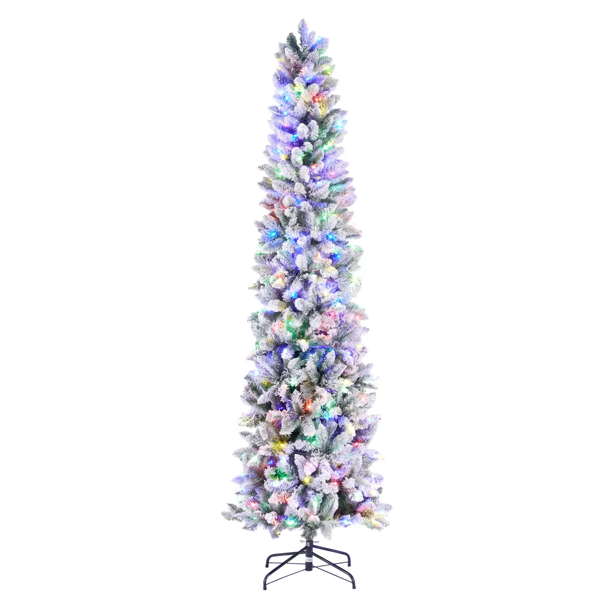 Flocked Pre-Lit Pencil Christmas Tree with Twinkling LEDs