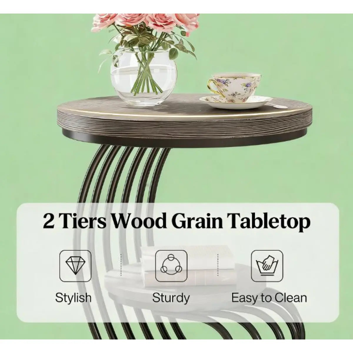 2-Tier Round Side Table – Modern Couch End Table