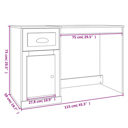 Desk with drawers, 115cm