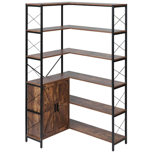 70 inch L-shaped corner bookcase with barn doors