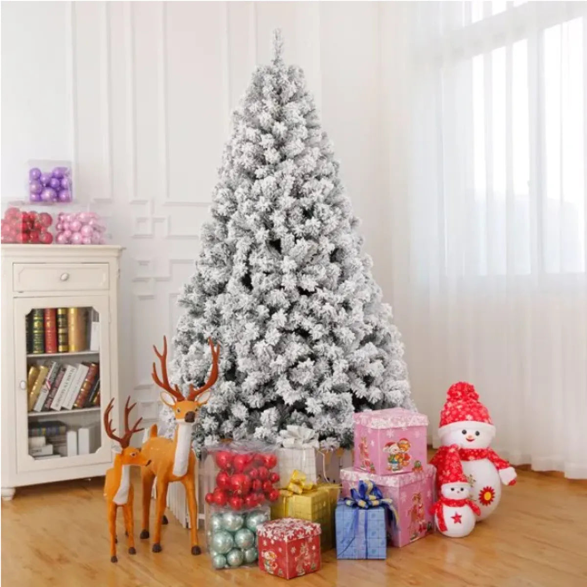 6 Ft Pre-Lit Snow Flocked Artificial Christmas Tree