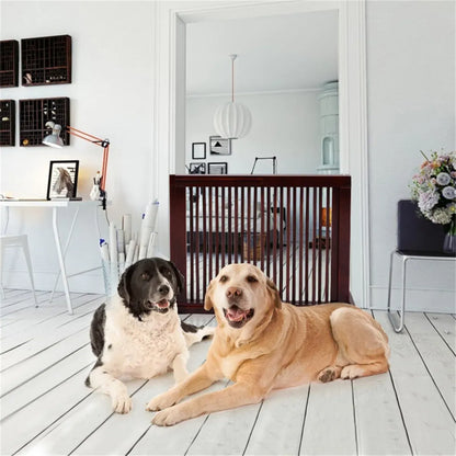 3-Panel Wooden Freestanding Pet Gate, Adjustable Length