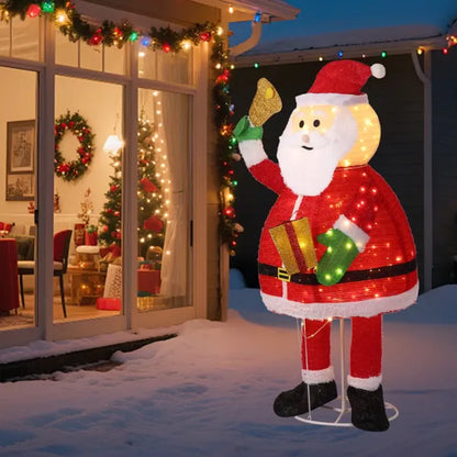 6 Ft Pre-Lit Santa Claus Holding Bell Christmas Yard Decoration