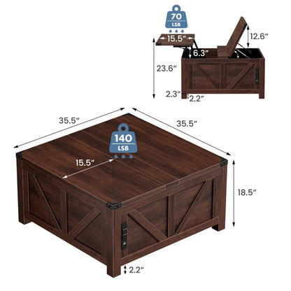 Lift Top Coffee Table with Hidden Storage – view 4