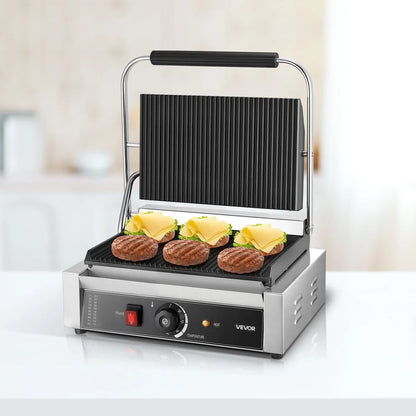 Compact Panini Press – Electric Sandwich Grill with Ribbed Plates