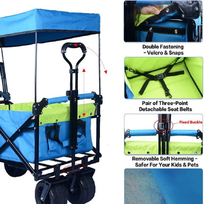 Collapsible Heavy-Duty Folding Wagon – Removable Canopy, All-Terrain Wheels