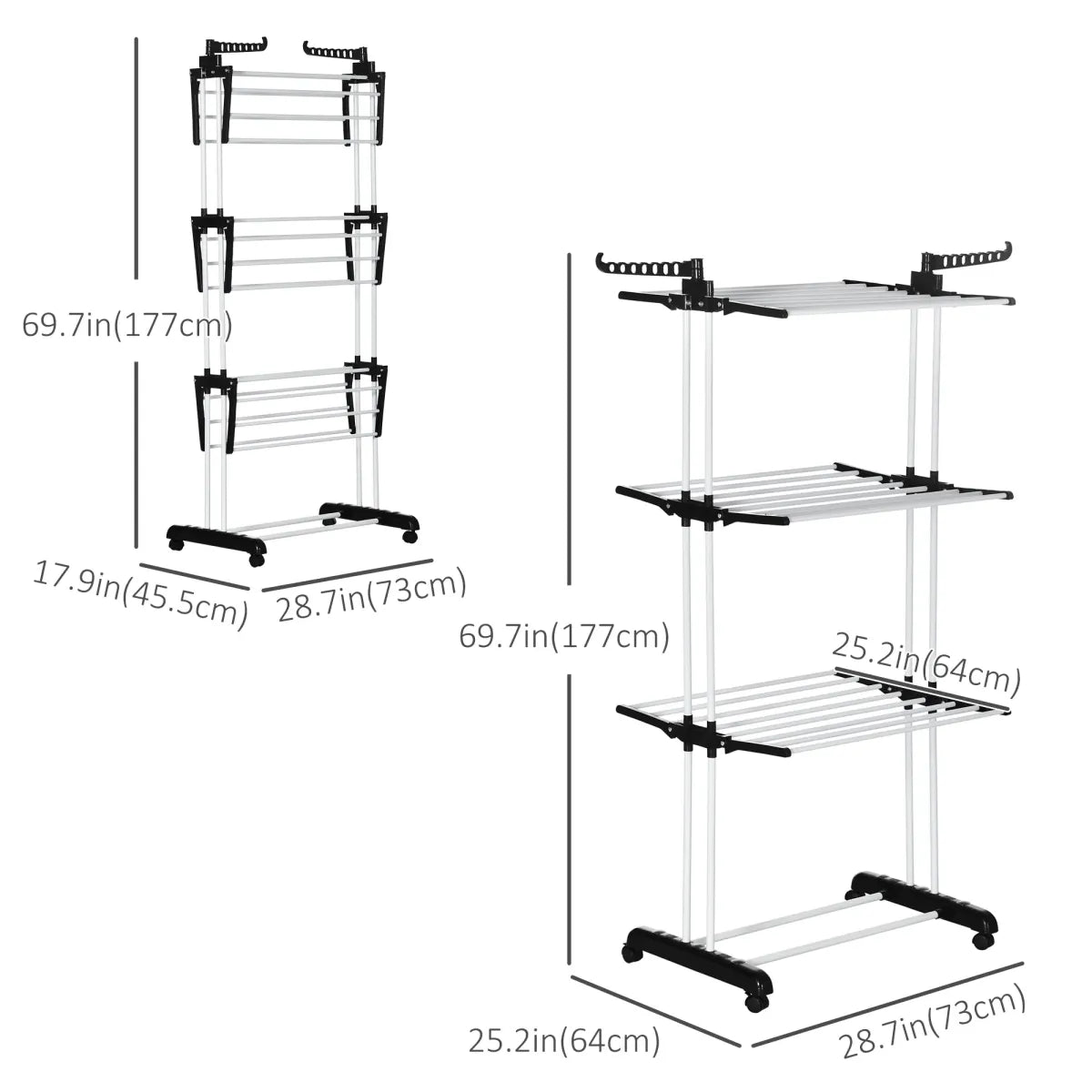 Foldable 4-Tier Steel Clothes Drying Rack – Indoor Laundry Stand