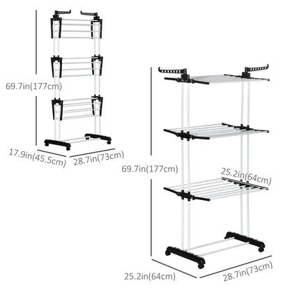 Foldable 4-Tier Steel Clothes Drying Rack – Indoor Laundry Stand