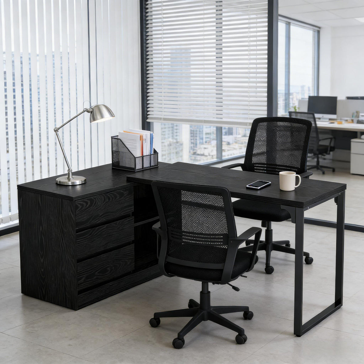 Reversible L-shaped corner desk