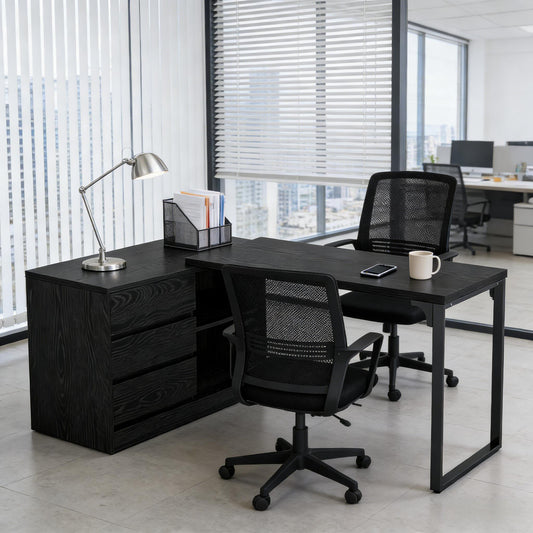 Reversible L-shaped corner desk