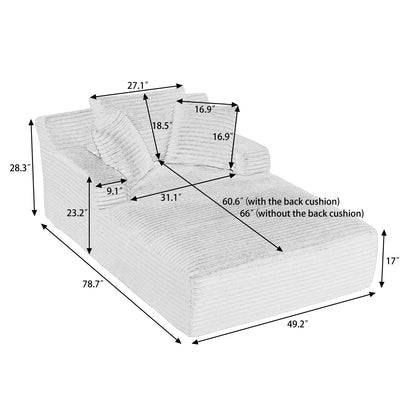 Oversized Chaise Lounge Chair – Corduroy Upholstered Indoor Lounge Sofa, Dark Grey – view 8