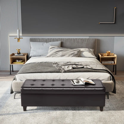 Height-Adjustable C-Shaped Sofa Side Table with 360° Swivel Top, Walnut and Black