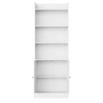Industrial 6-Shelf Bookcase with Dual Doors – Floor-Standing Home Office Storage