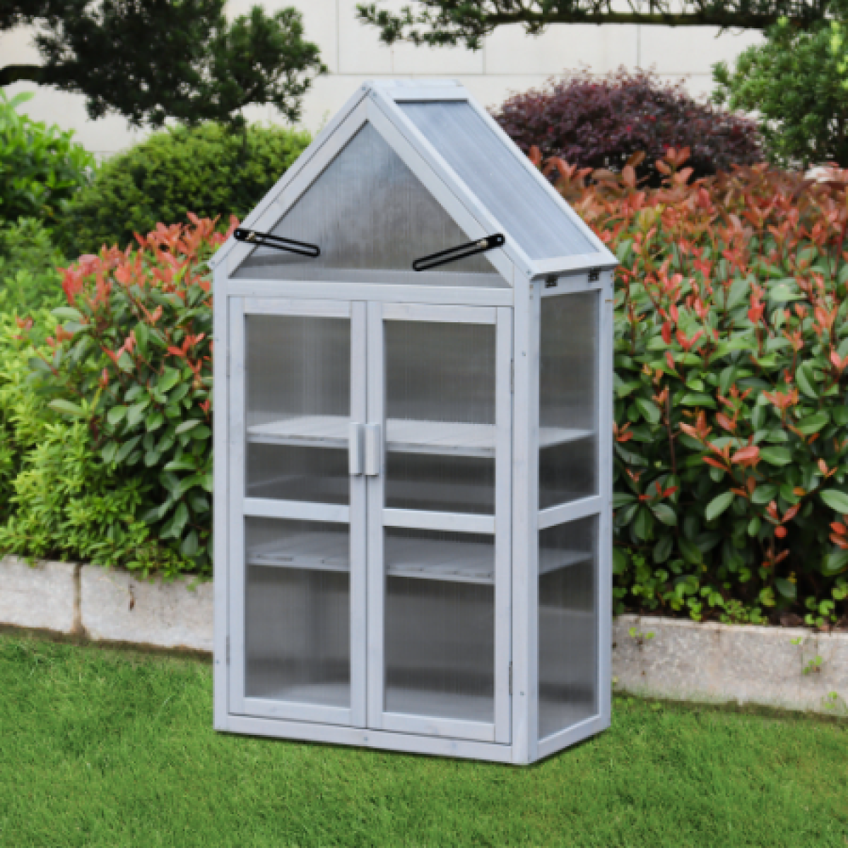 Mini greenhouse kit outdoor plant stand with adjustable shelving