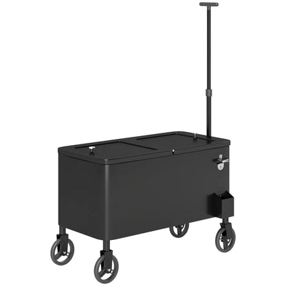 80-Qt Rolling Patio Cooler Cart, Black