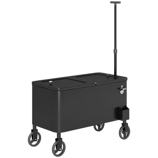 80-Qt Rolling Patio Cooler Cart, Black