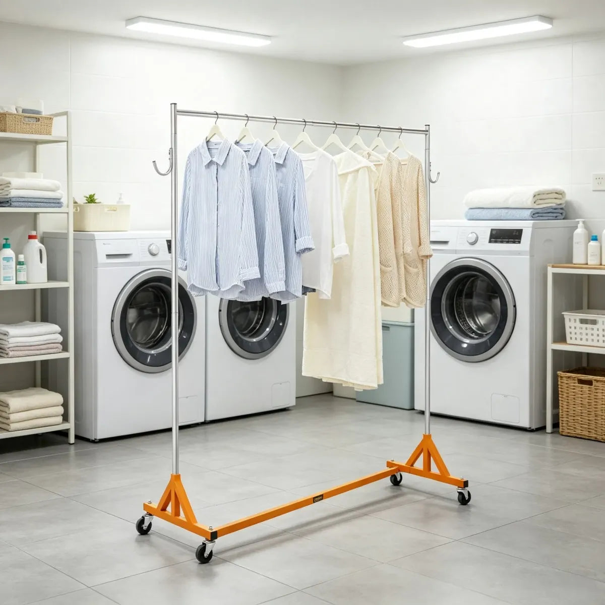 Z-Base Industrial Garment Rack – Heavy Duty Freestanding Clothes Rack