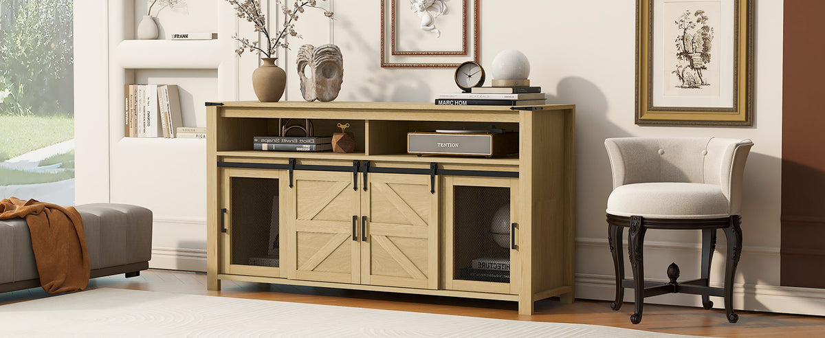 Farmhouse sideboard with barn door, natural