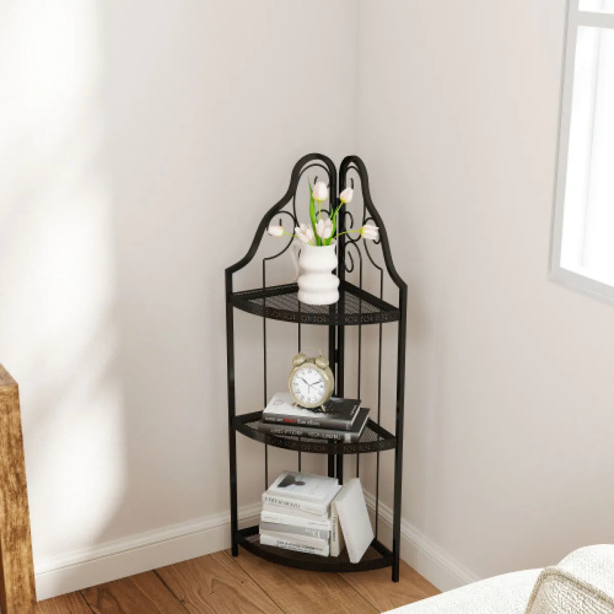 3-Tier Corner Open Shelf, Freestanding Shelving Unit – view 3