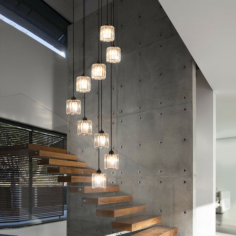 Disc-style glass chandelier, black