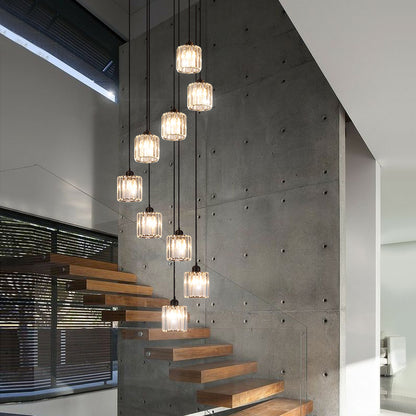 Disc-style glass chandelier, black