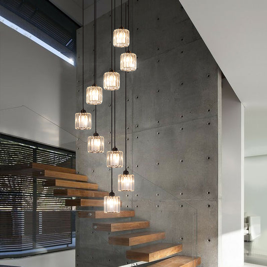 Disc-style glass chandelier, black