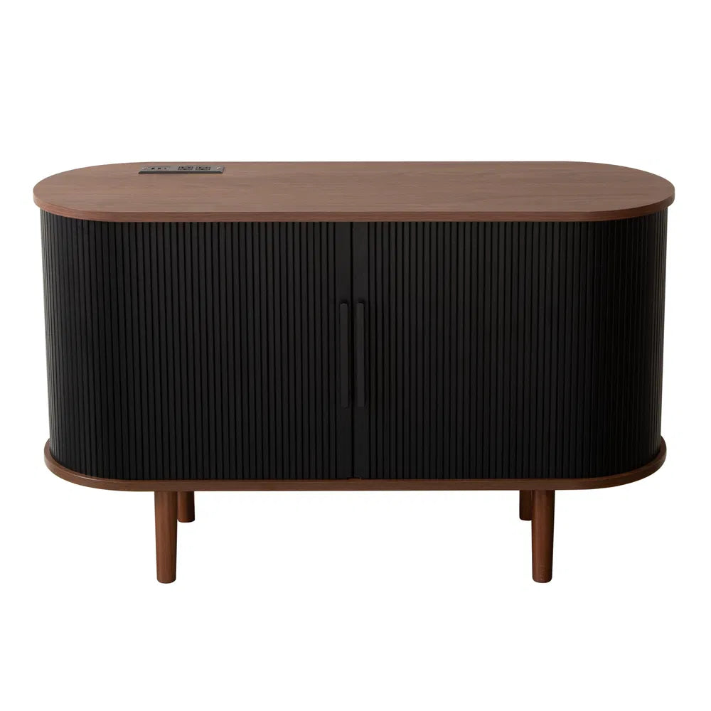 Fluted sideboard buffet cabinet with tambour doors