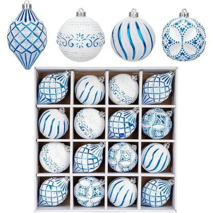 16-Piece Hand-Painted Shatterproof Christmas Ball Ornaments Set