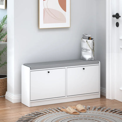 Cushioned Shoe Storage Bench with Cabinet for Entryway – view 4
